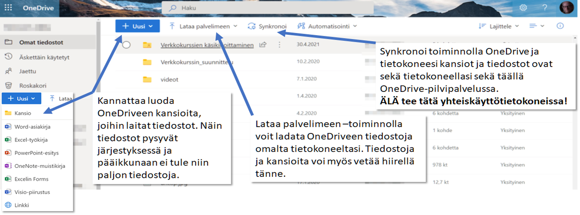 OneDrive kansiot