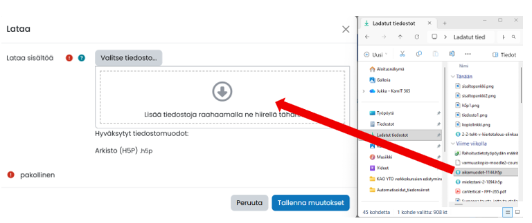 Vedä tiedosto hiirellä